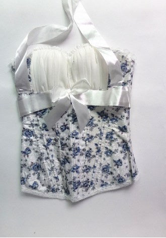 Satin Halter Neck Floral Lace Corset