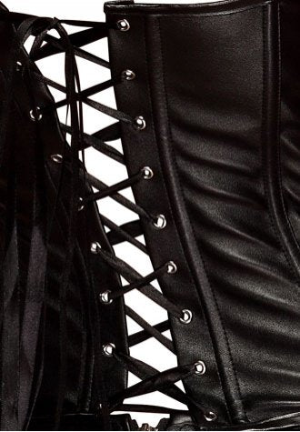 Faux Leather Long Line Bustier with Mini Skirt