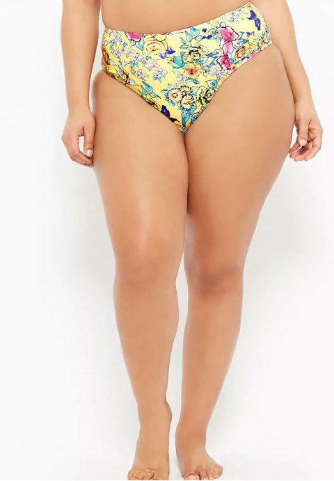 Plus Size High Leg High Waist Floral Crop Tank Bikini Swimsuit