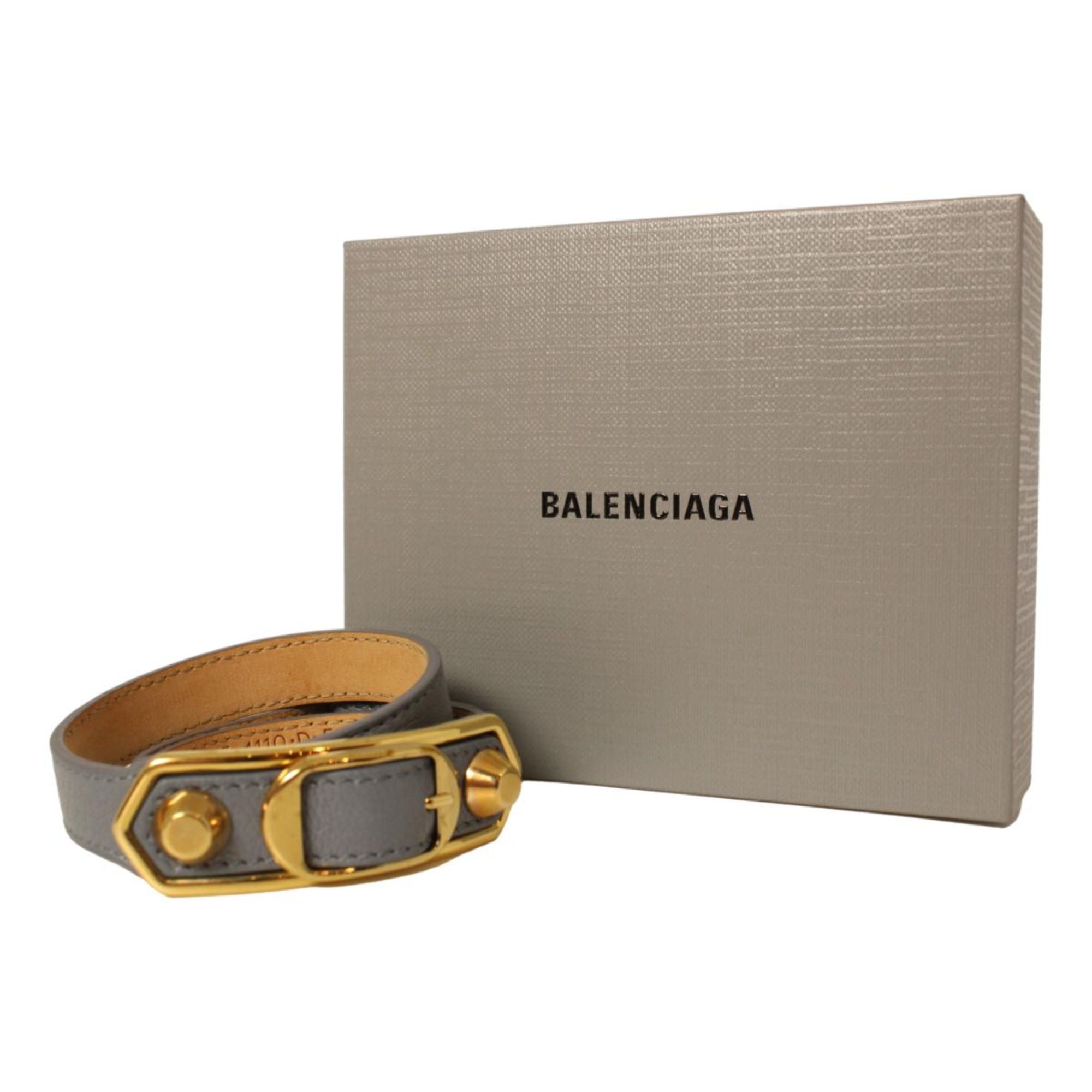Balenciaga Arena Wrap Bracelet Bleu Acier Shiny Goat Leather Small