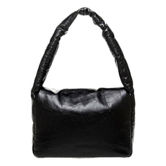 Balenciaga Monaco Soft Nappa Leather Shoulder Bag Black Gold Hardware