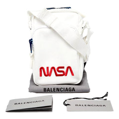 Balenciaga NASA Logo White Nylon Phone Holder Crossbody Bag