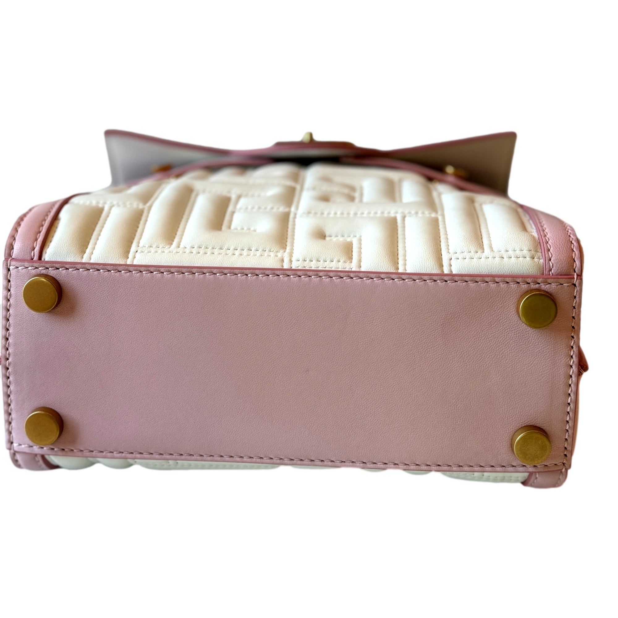 Balmain B-Buzz 23 Pink White Quilted Leather Tote Bag