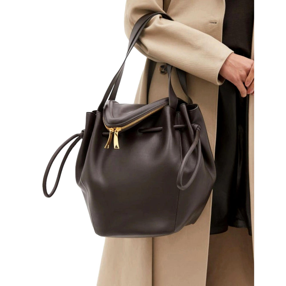 Bottega Veneta Beak Large Shoulder Bag Brown Calfskin Leather Designer Handbag