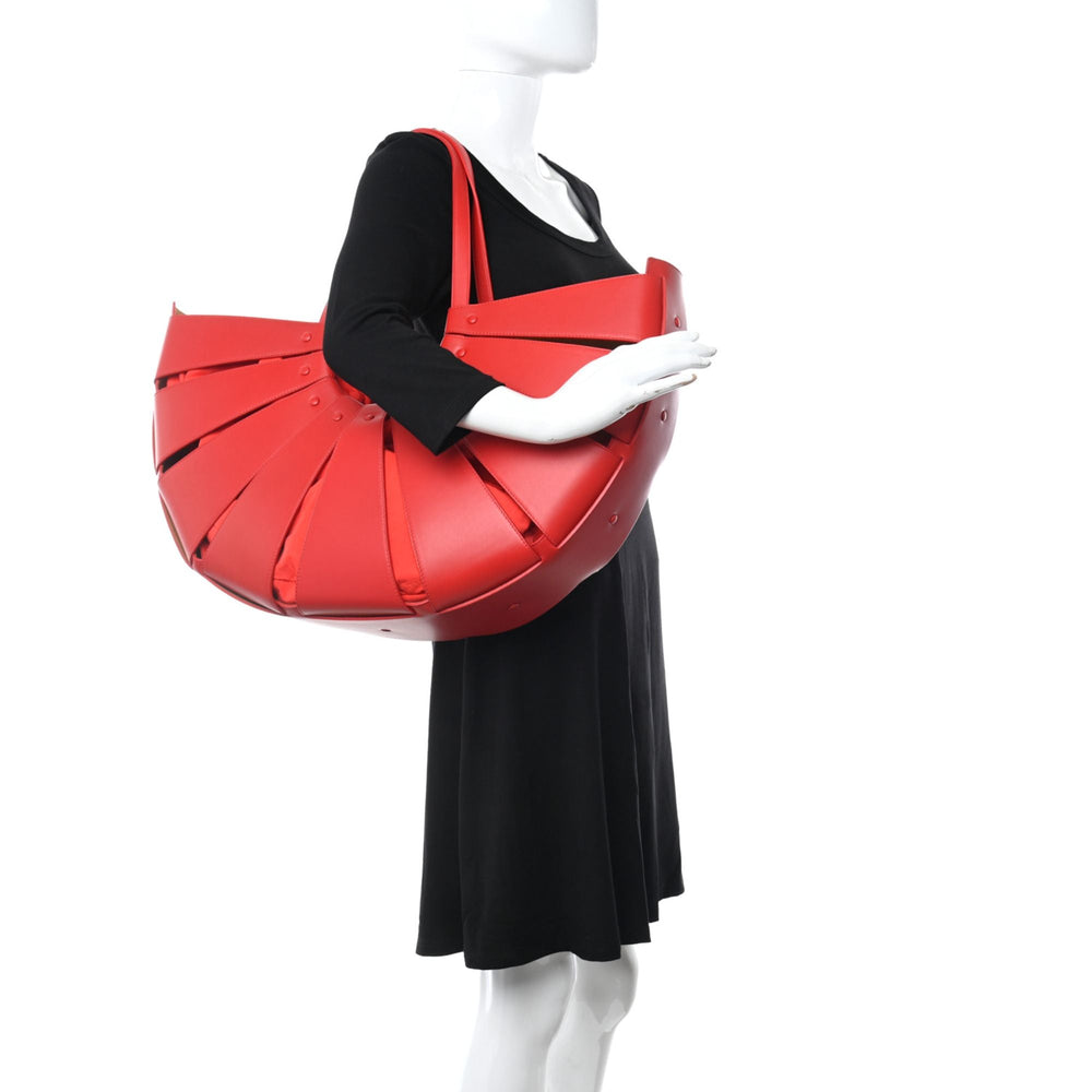 Bottega Veneta The Shell Chili Tomato French Calfskin Leather Shoulder Bag