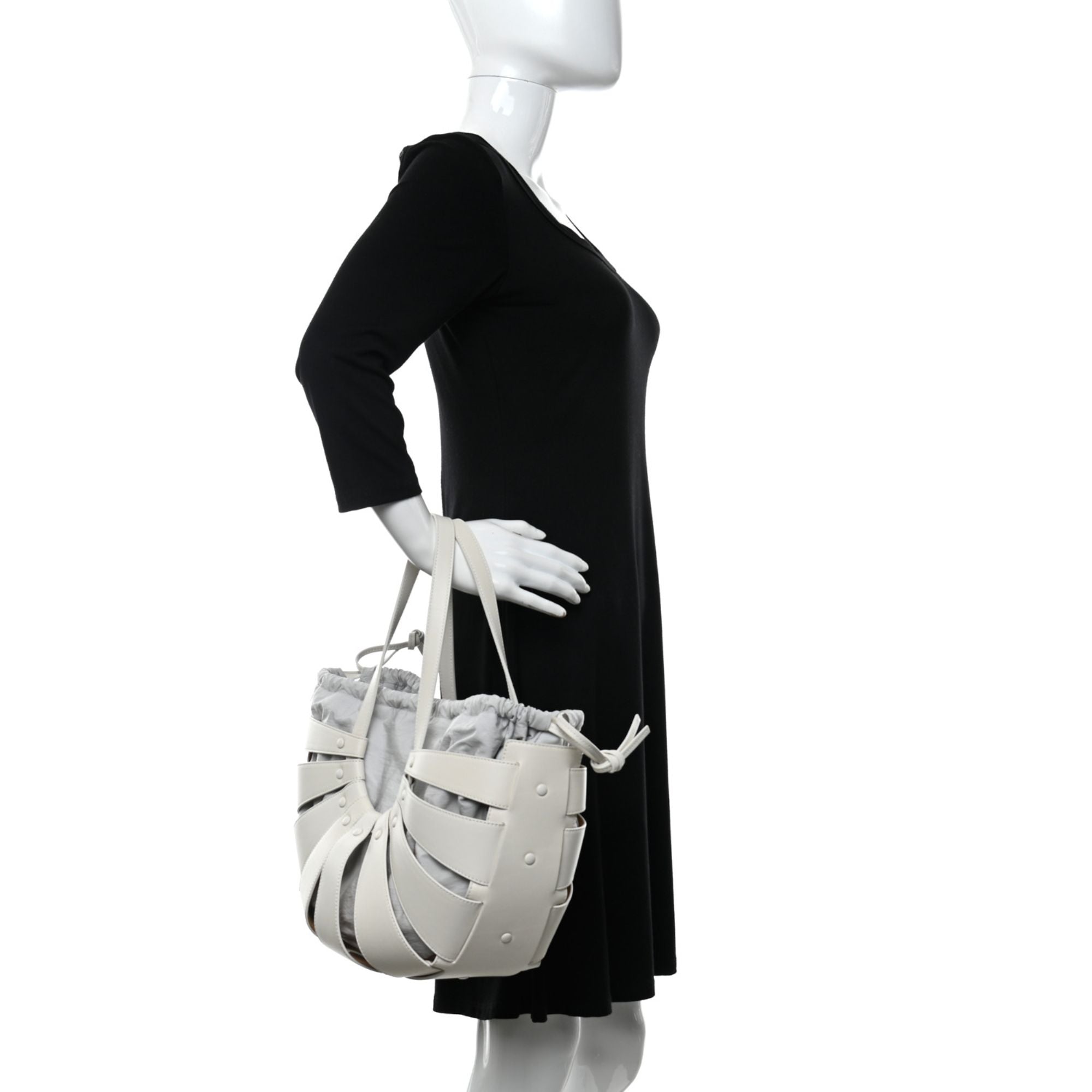 Bottega Veneta The Shell Bag Frost White French Calfskin Shoulder Bag