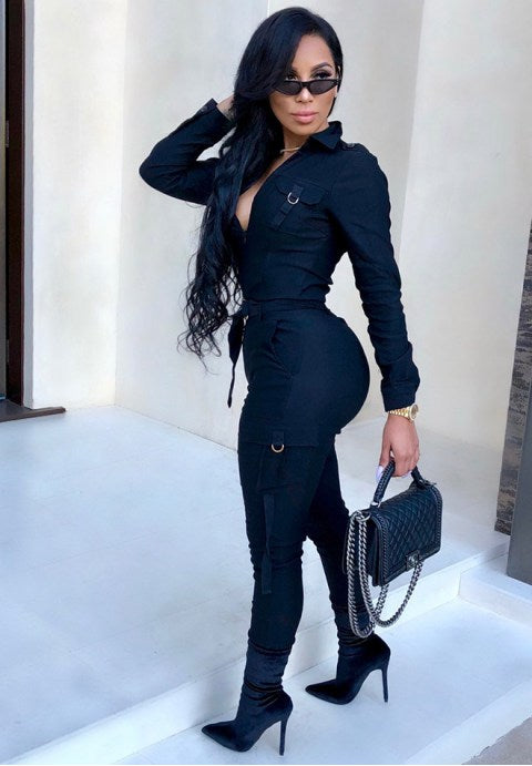 Women's Sexy Long Sleeve High Waisted Jumpsuits Rompers