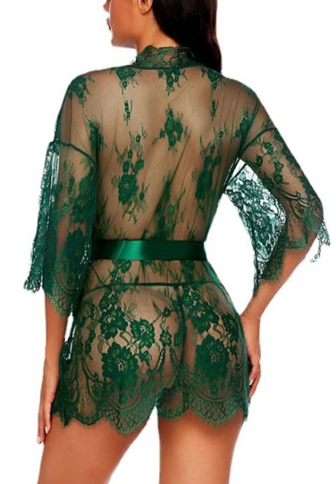 Sultry Lace Robe with Elegant Bow Detail