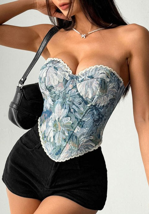 Vintage-Inspired Floral Bustier