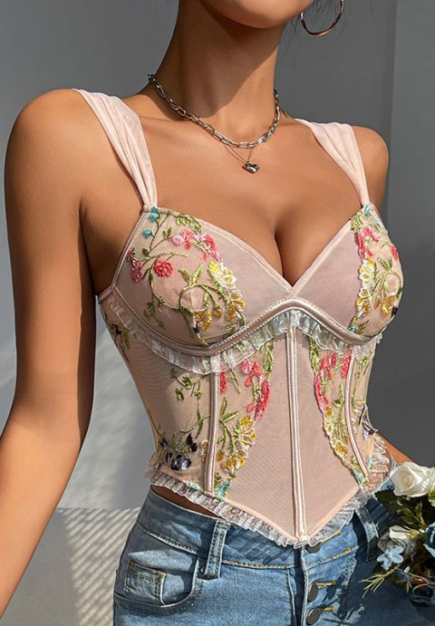Sensual Embroidered Bustier Top