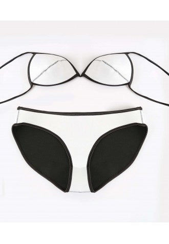 Plain Color Rubber and Neoprene Bikini Set