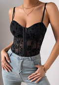 Stunning Black Floral Mesh Bustier
