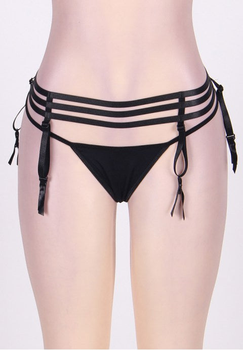Plus Size Elasticized Strappy Garter With G-string