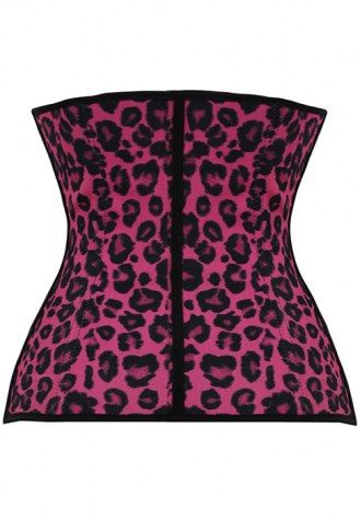 Rose Leopard Printed Latex Workout Waist Cincher Corset