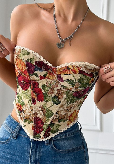 Versatile Floral Bustier Top