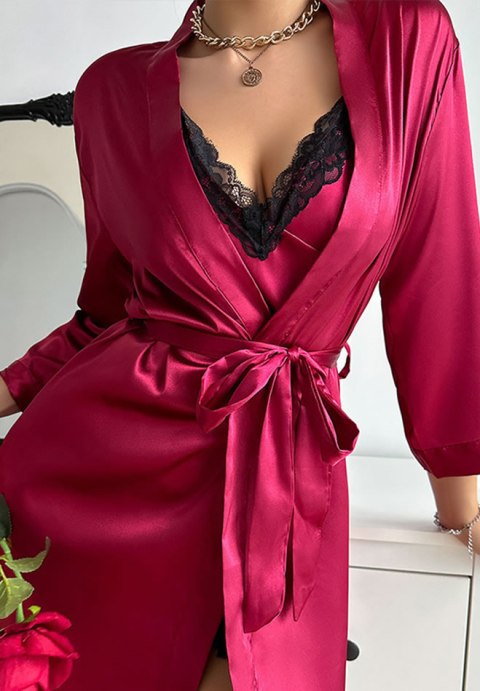 Seductive Red Nightgown with Matching Robe