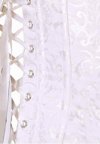 White Victorian Jacquard Tapestry Overbust Bridal Corset Bustier