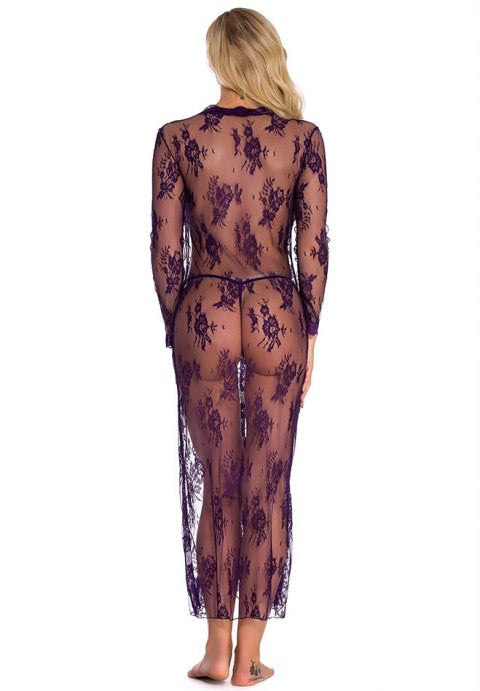 Long Sheer Lace Robe