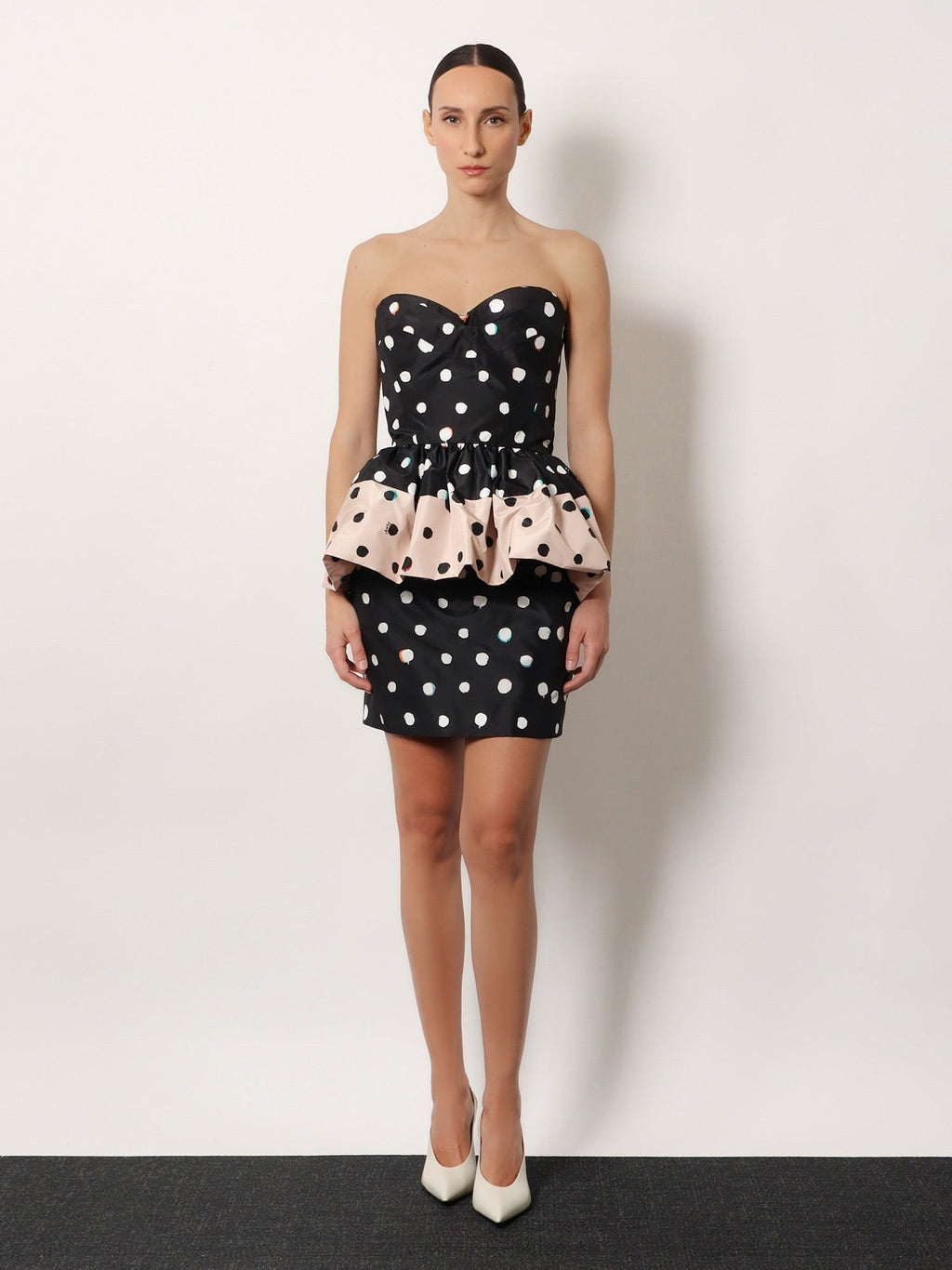Falena Dots taffeta' bustier dress