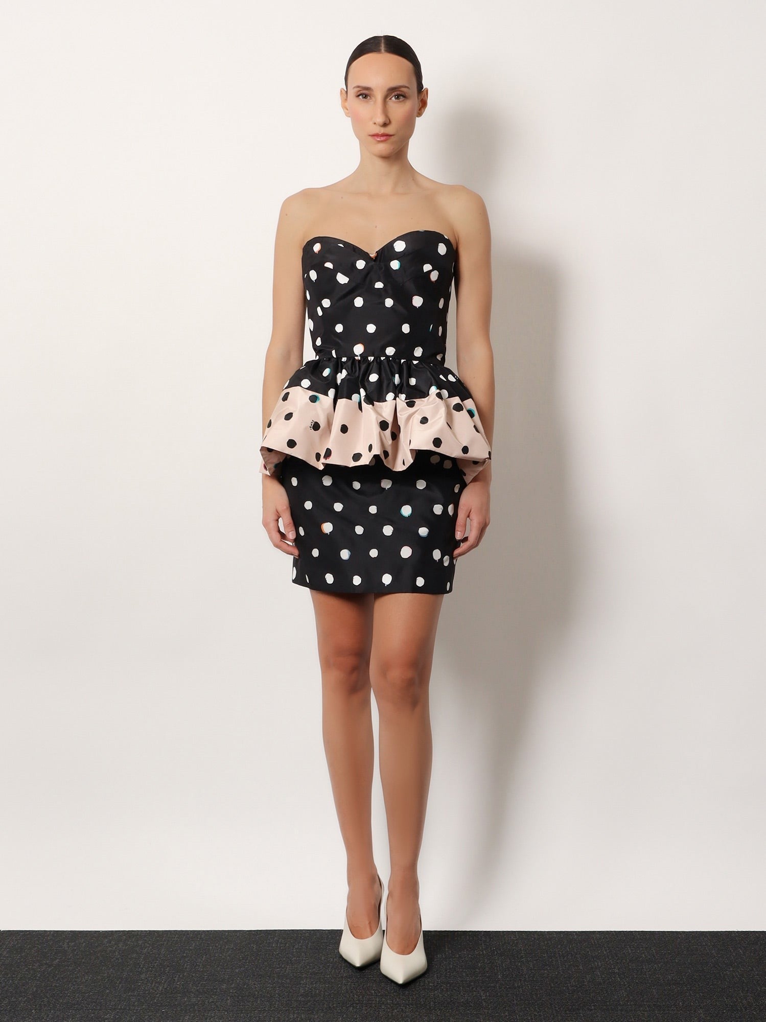 Falena Dots taffeta' bustier dress