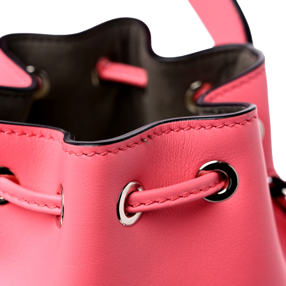 Fendi Mon Tresor Mini Bucket Bag Pink Calfskin Leather 3D Flower