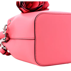 Fendi Mon Tresor Mini Bucket Bag Pink Calfskin Leather 3D Flower