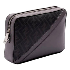 Fendi Diagonal FF Jacquard Acciaio Gray Camera Crossbody Bag