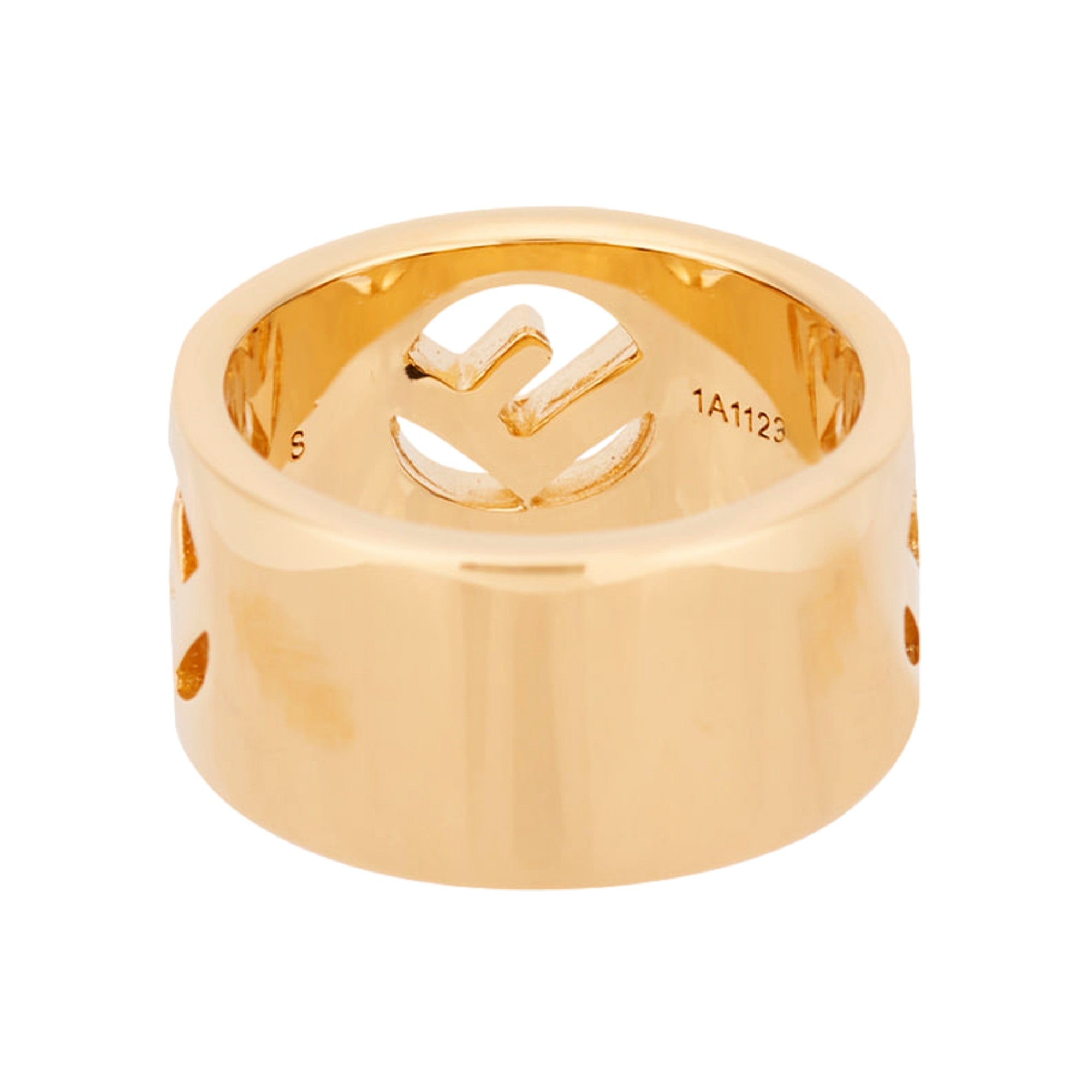 Fendi F is Fendi Crystal Gold Wide Band Ring Medium