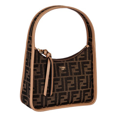 Fendi Fendessence Zucca Brown Canvas Crescent Mini Shoulder Bag