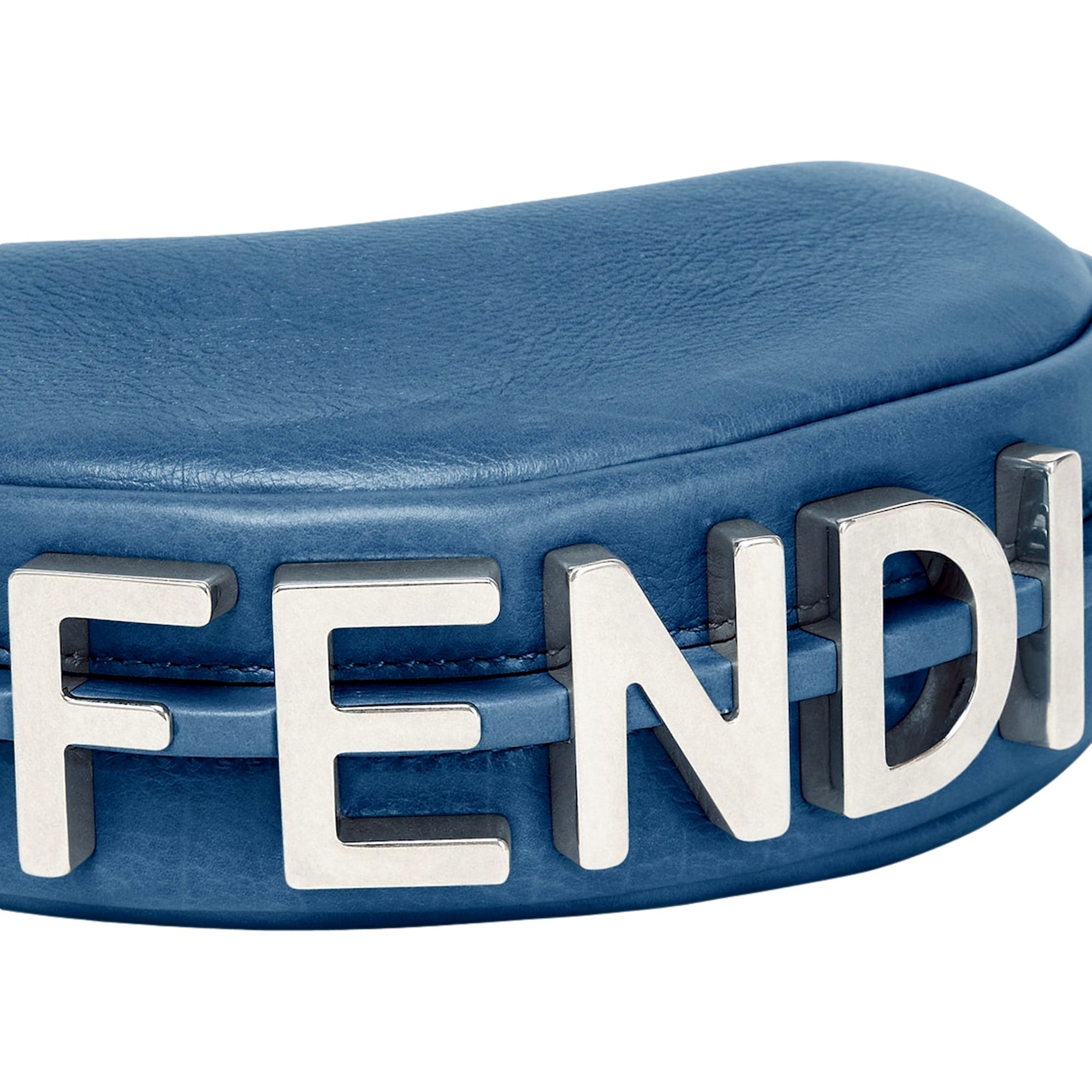 Fendi Fendigraphy Nano Hobo Calfskin Leather Mini Bag Blue