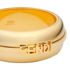Fendi Fendigraphy Gold Tone Wide Logo Bangle Bracelet