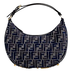 Fendi Fendigraphy Blue FF Jacquard Canvas Leather Hobo Bag