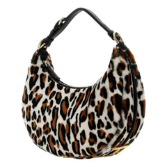 Fendi Fendigraphy Lamb Fur Animal Print Shoulder Bag Gold Hardware