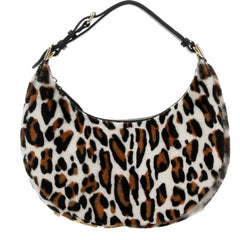 Fendi Fendigraphy Lamb Fur Animal Print Shoulder Bag Gold Hardware