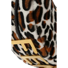 Fendi Fendigraphy Lamb Fur Animal Print Shoulder Bag Gold Hardware