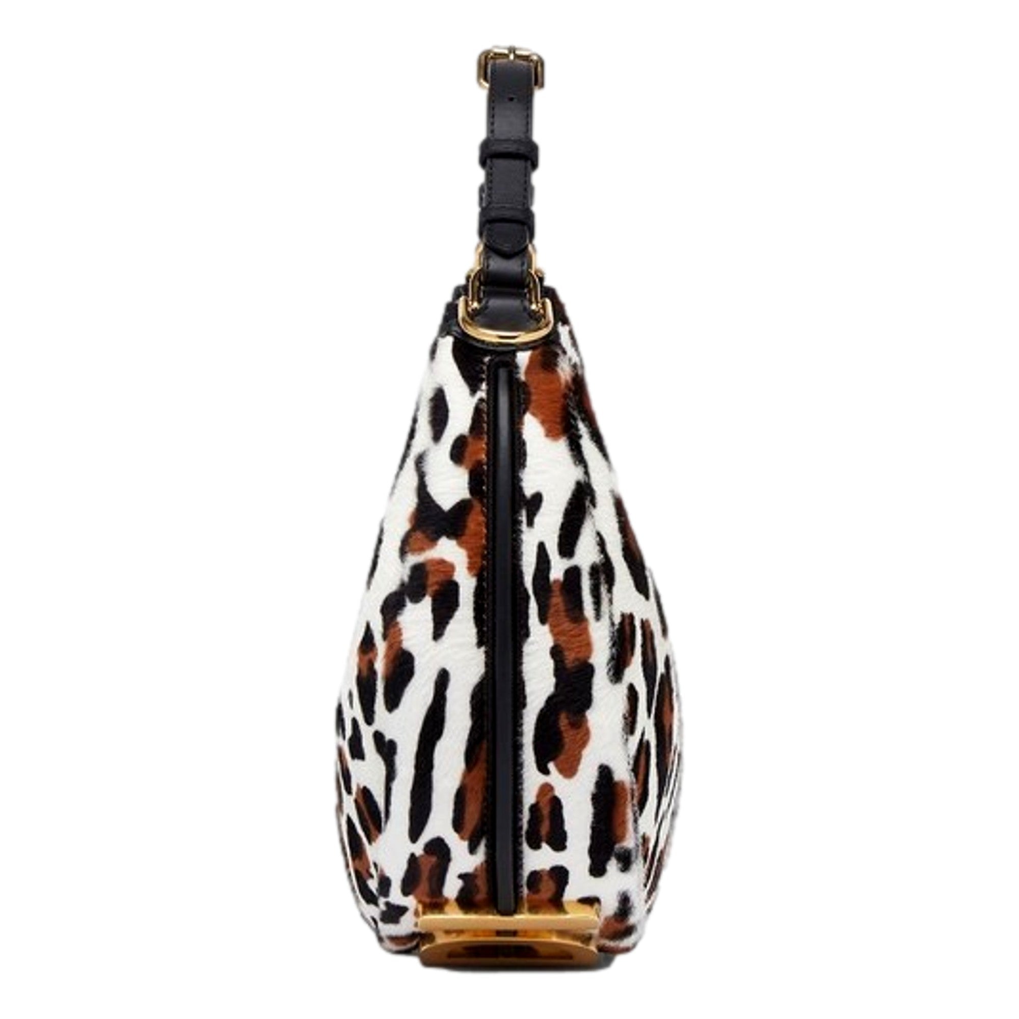 Fendi Fendigraphy Lamb Fur Animal Print Shoulder Bag Gold Hardware