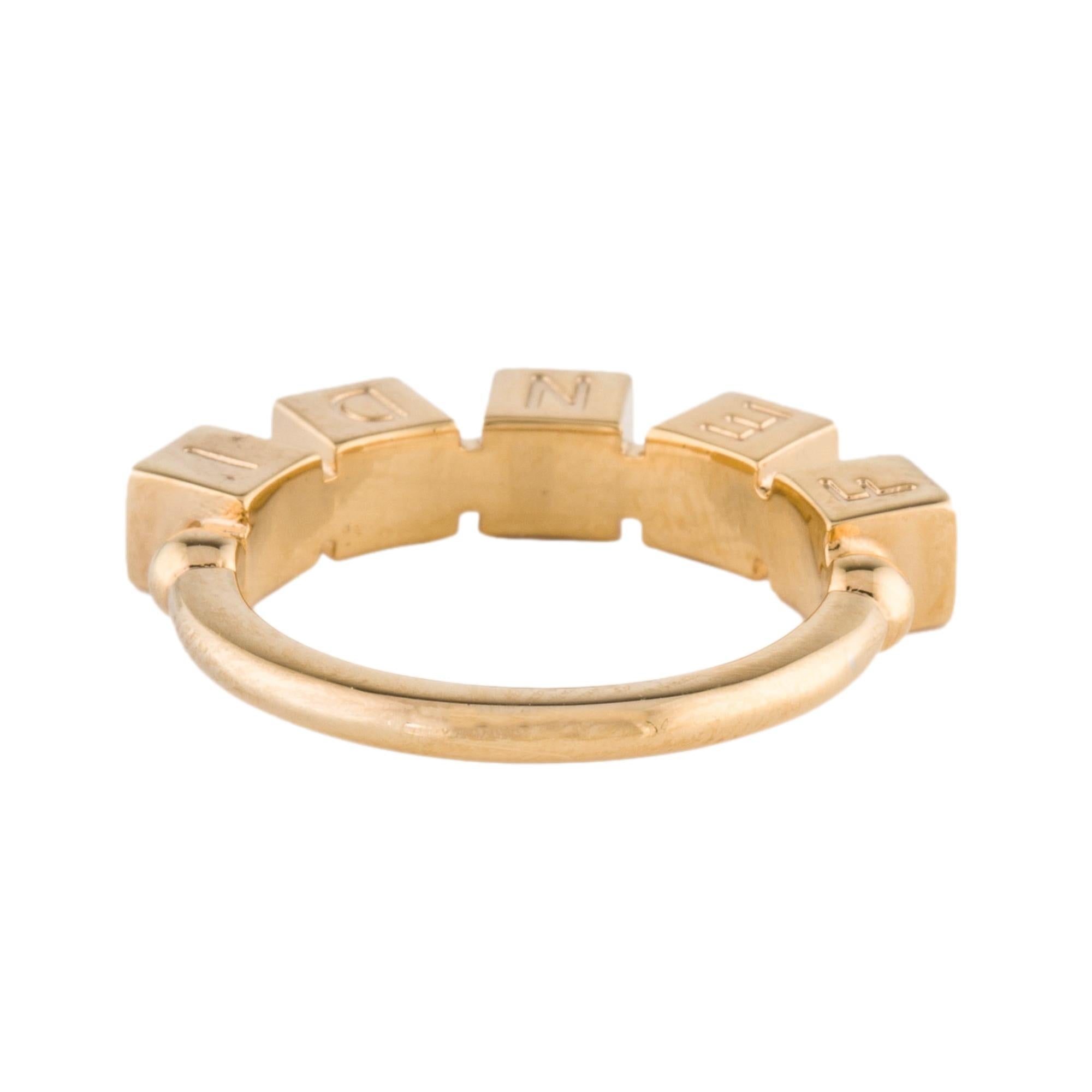 Fendi Fendigraphy Letters Gold Metal Ring Size Small
