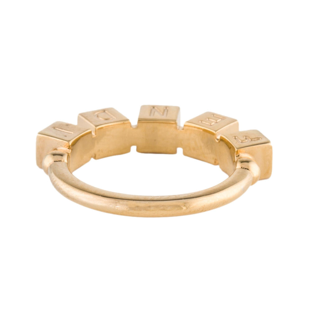 Fendi Fendigraphy Letters Gold Metal Ring Size Small