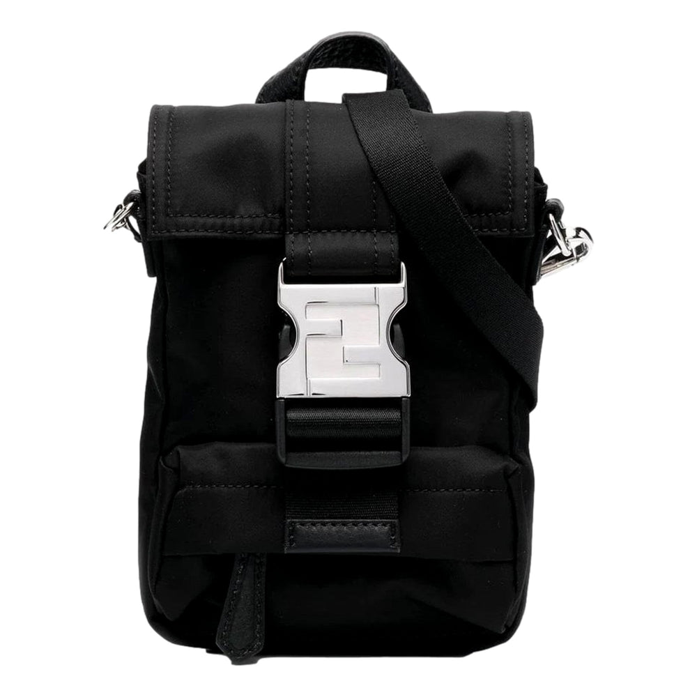 Fendi Fendiness Mini Backpack Crossbody Black Nylon FF Mesh
