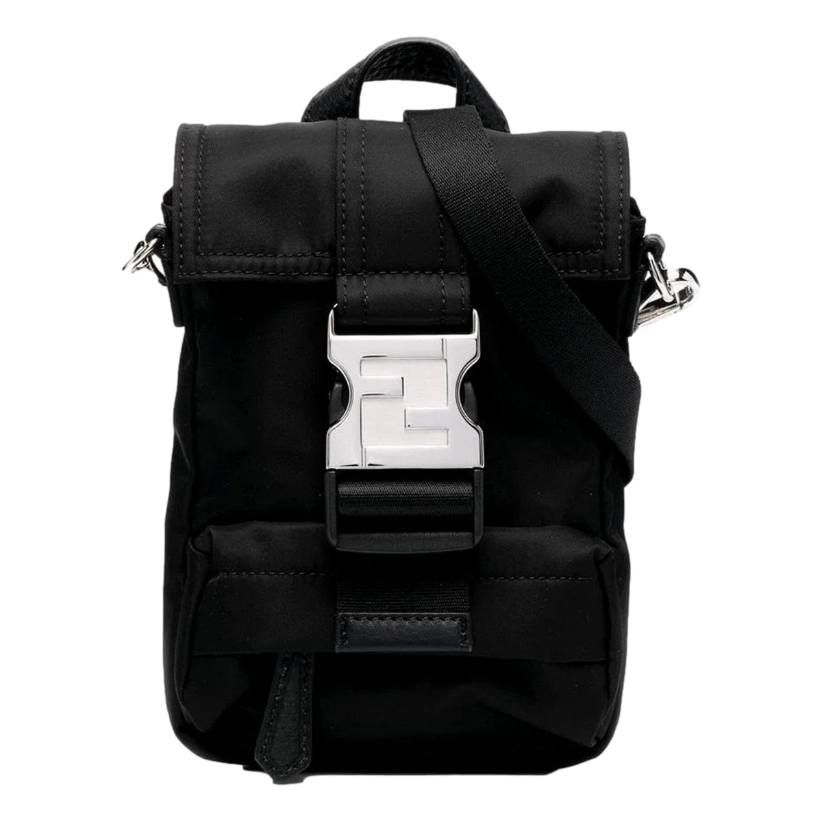 Fendi Fendiness Mini Backpack Crossbody Black Nylon FF Mesh