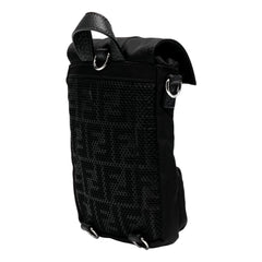 Fendi Fendiness Mini Backpack Crossbody Black Nylon FF Mesh