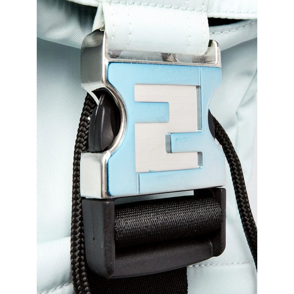 Fendi Fendiness Mini Backpack Crossbody Cyber Blue Nylon FF Mesh