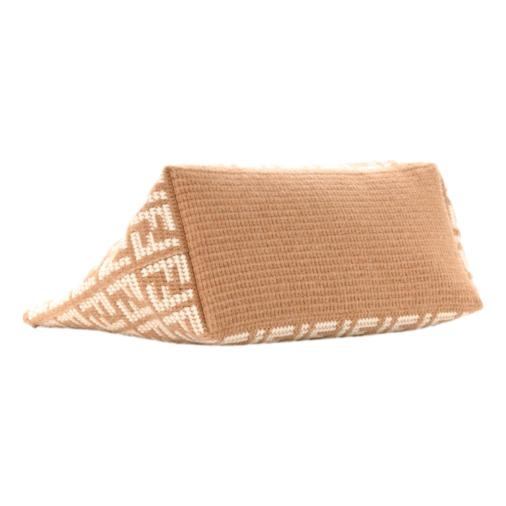 Fendi FF Cammello Large Shopper Tote Beige Knitted Cashmere Bag