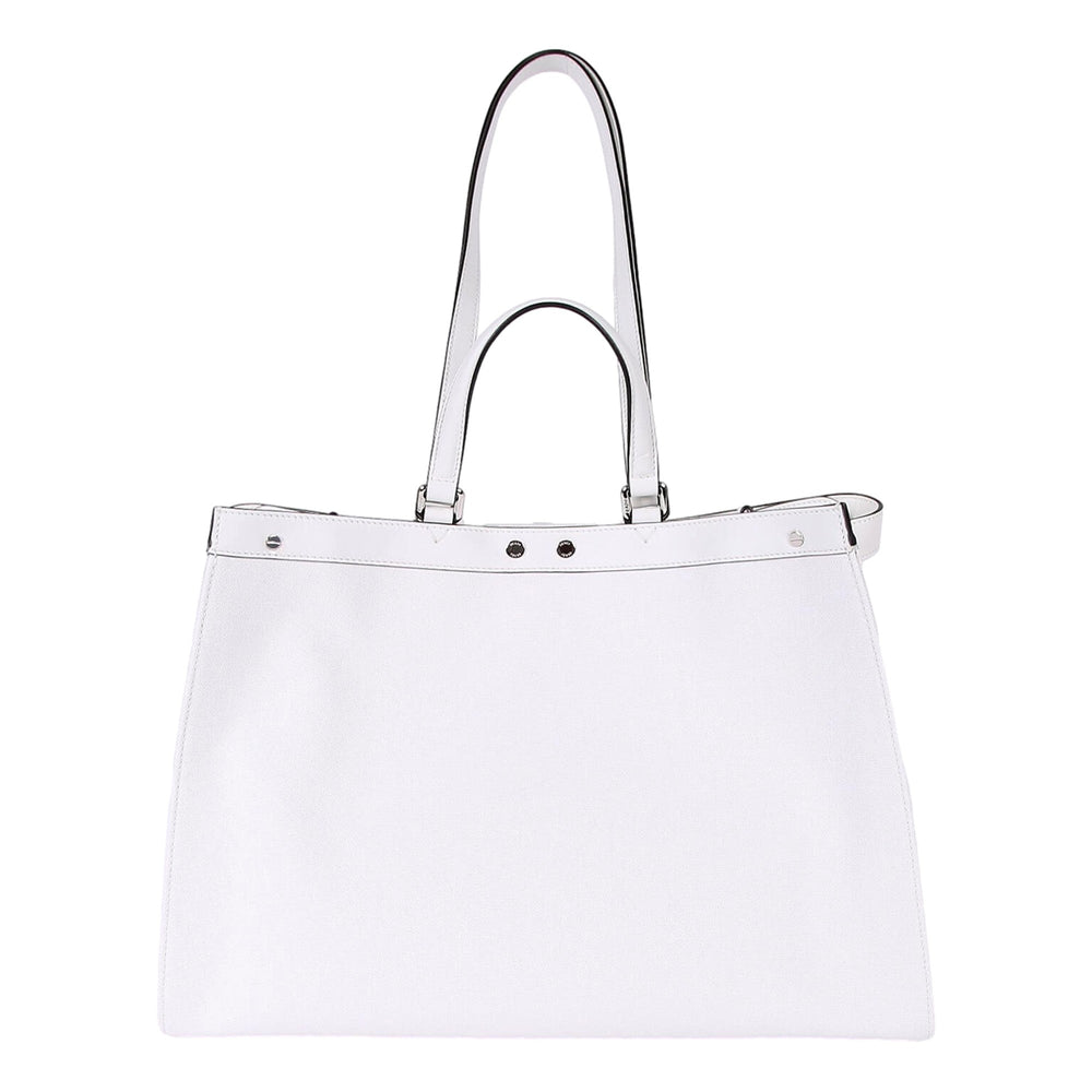 Fendi FF Canvas X-Tote Bag Black White Leather Trim Turn Lock