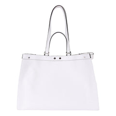 Fendi FF Canvas X-Tote Bag Black White Leather Trim Turn Lock