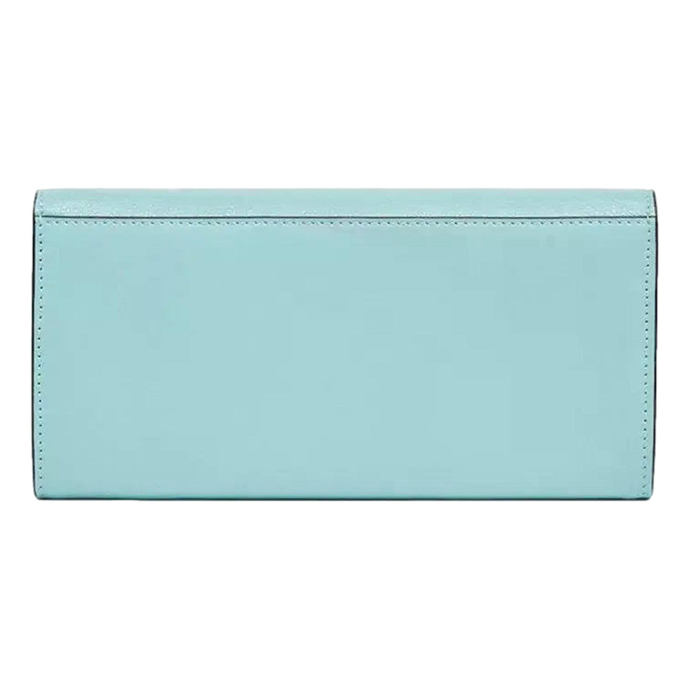 Fendi FF Diamonds Light Blue Calfskin Leather Continental Wallet on Chain Gold Hardware