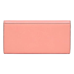 Fendi FF Diamonds Pesca Pink Calfskin Leather Continental Wallet