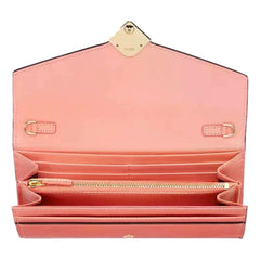 Fendi FF Diamonds Pesca Pink Calfskin Leather Continental Wallet