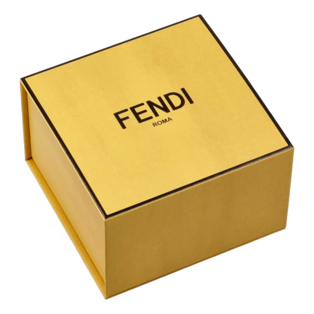 Fendi Fendigraphy Gold Tone Metal Brown Enamel Cuff Bracelet