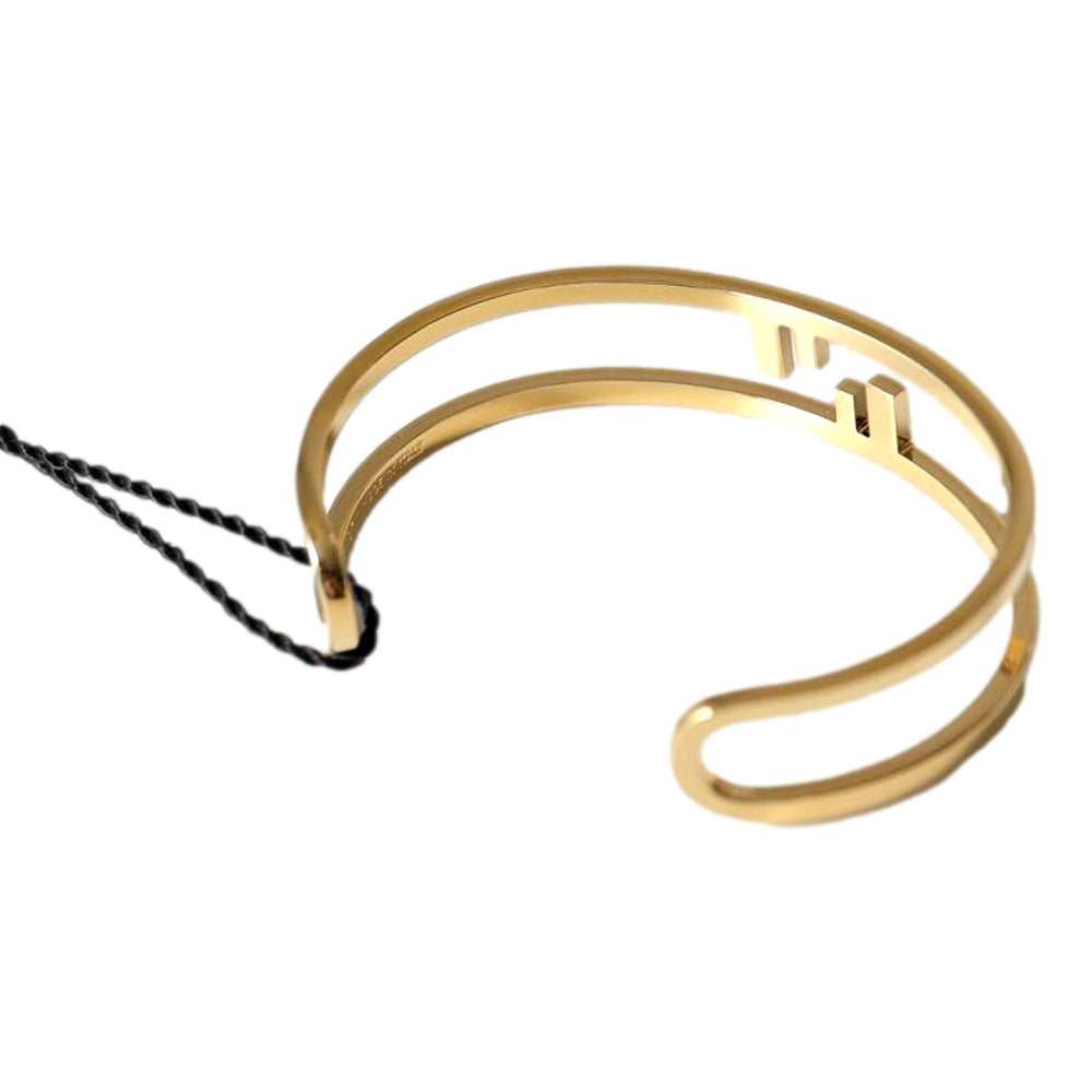 Fendi FF O Lock Gold Tone Metal Cuff Bracelet